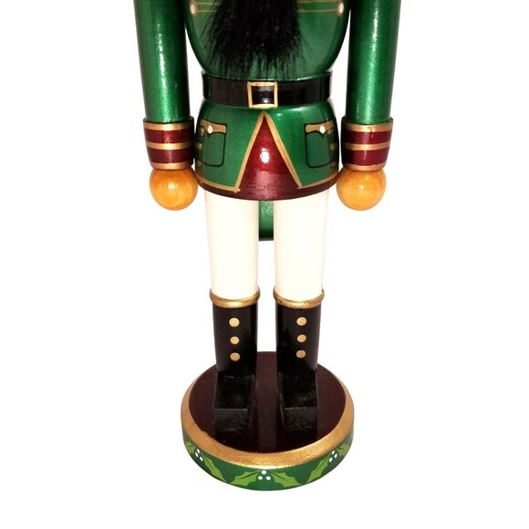Nutcracker King Wood Nutcracker 14'' Green Burgundy Jeweled Crown Christmas - Picture 6 of 7